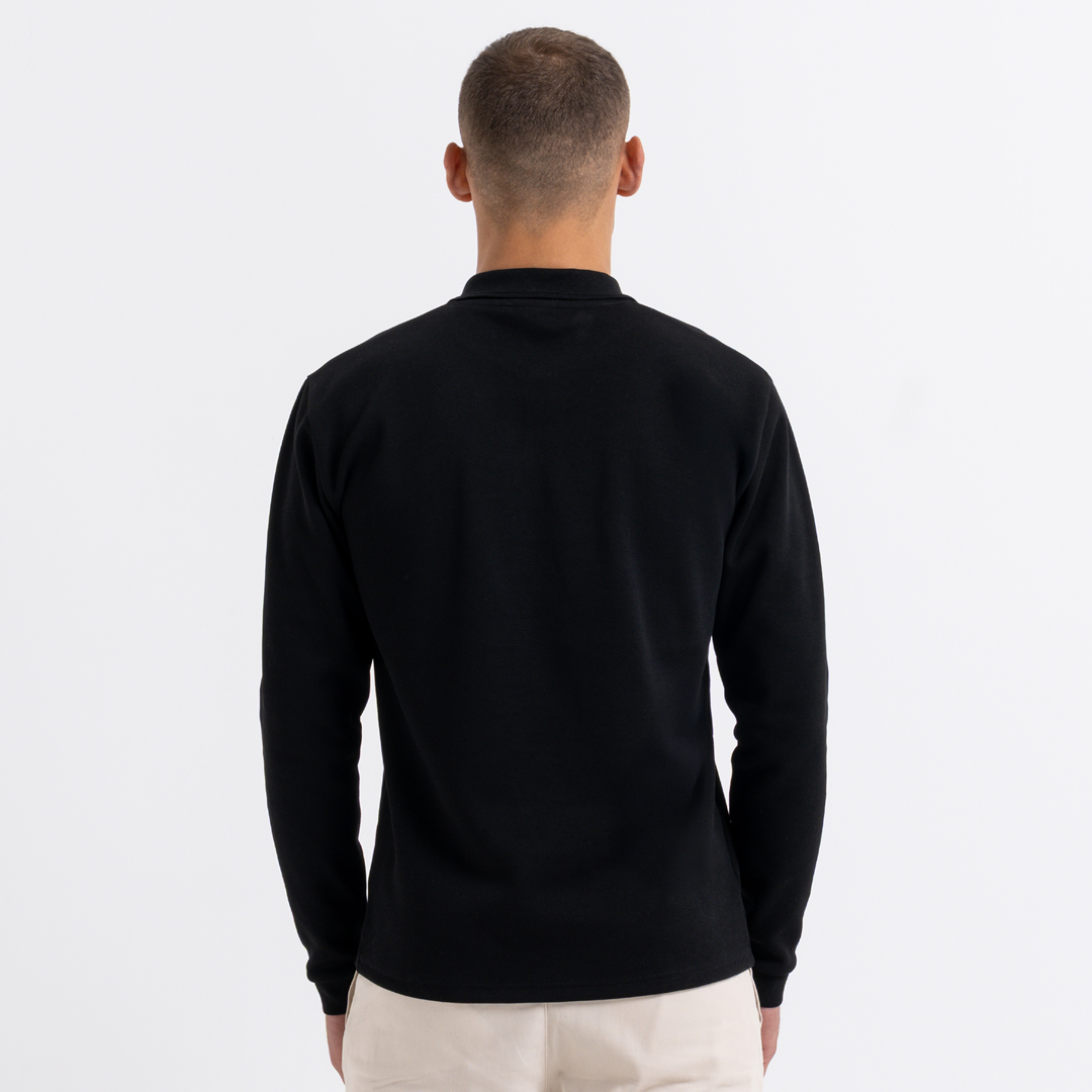 Demme Long Sleeve Polo Shirt - Black - Image 3