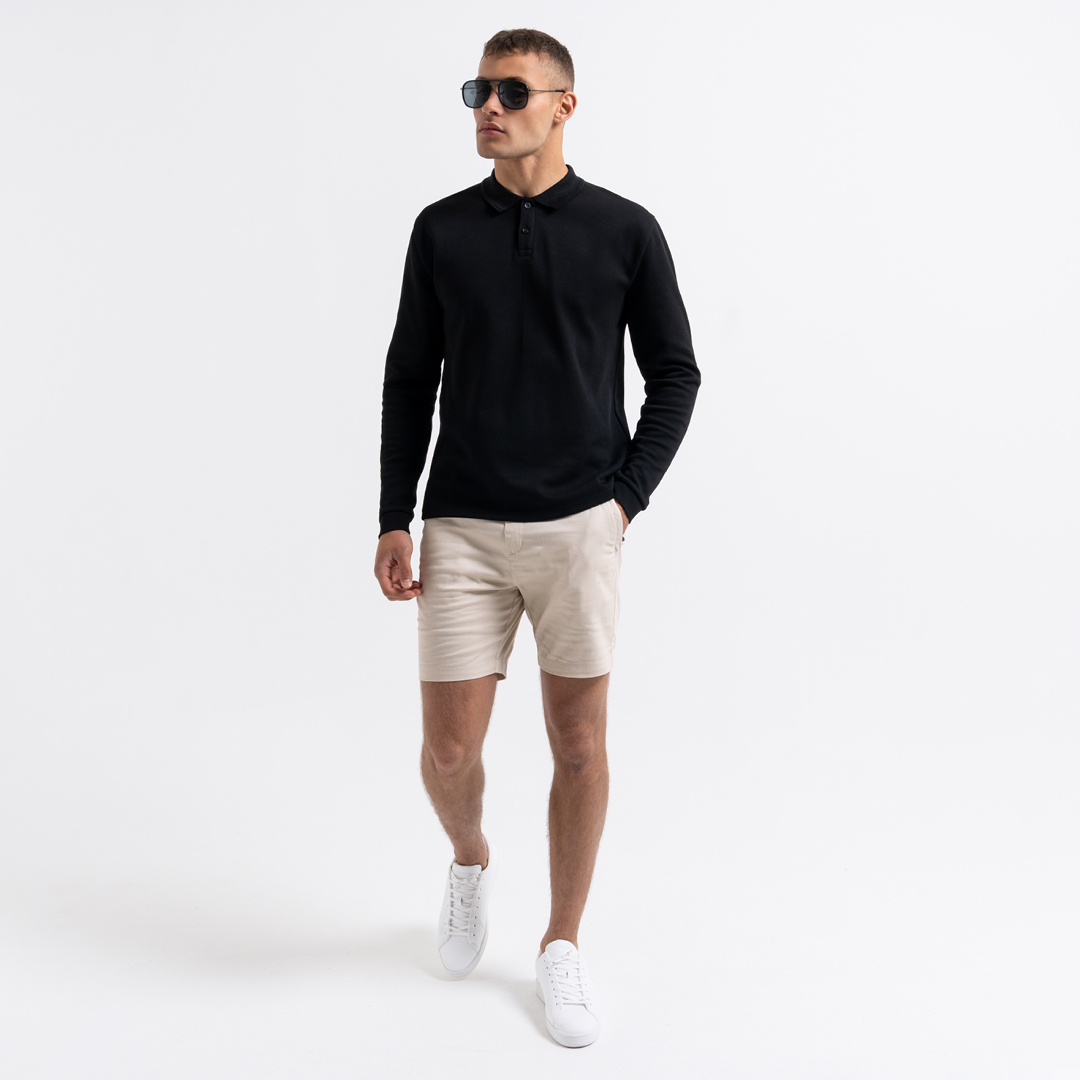 Demme Long Sleeve Polo Shirt - Black - Image 2