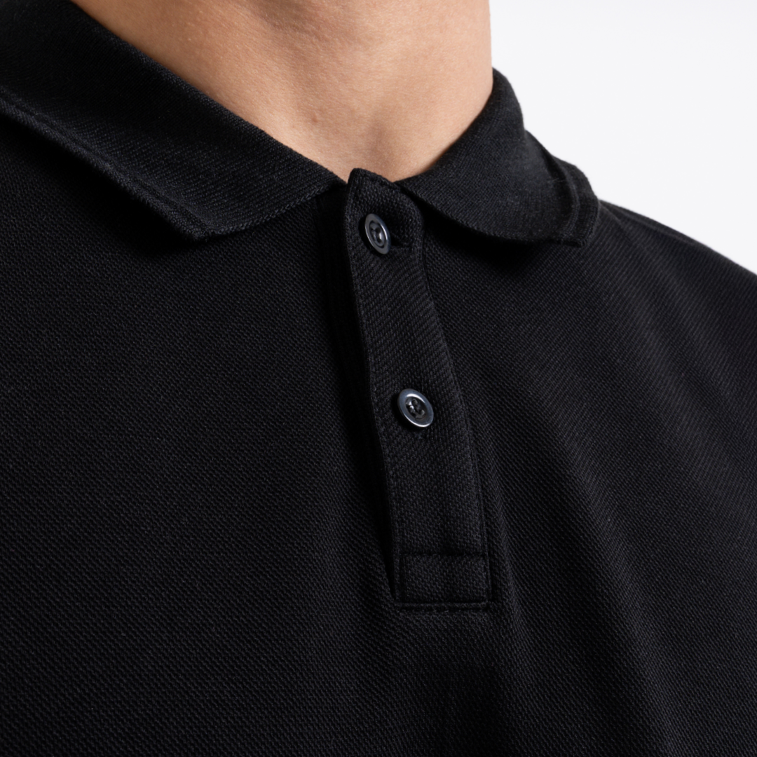 Demme Long Sleeve Polo Shirt - Black - Image 5