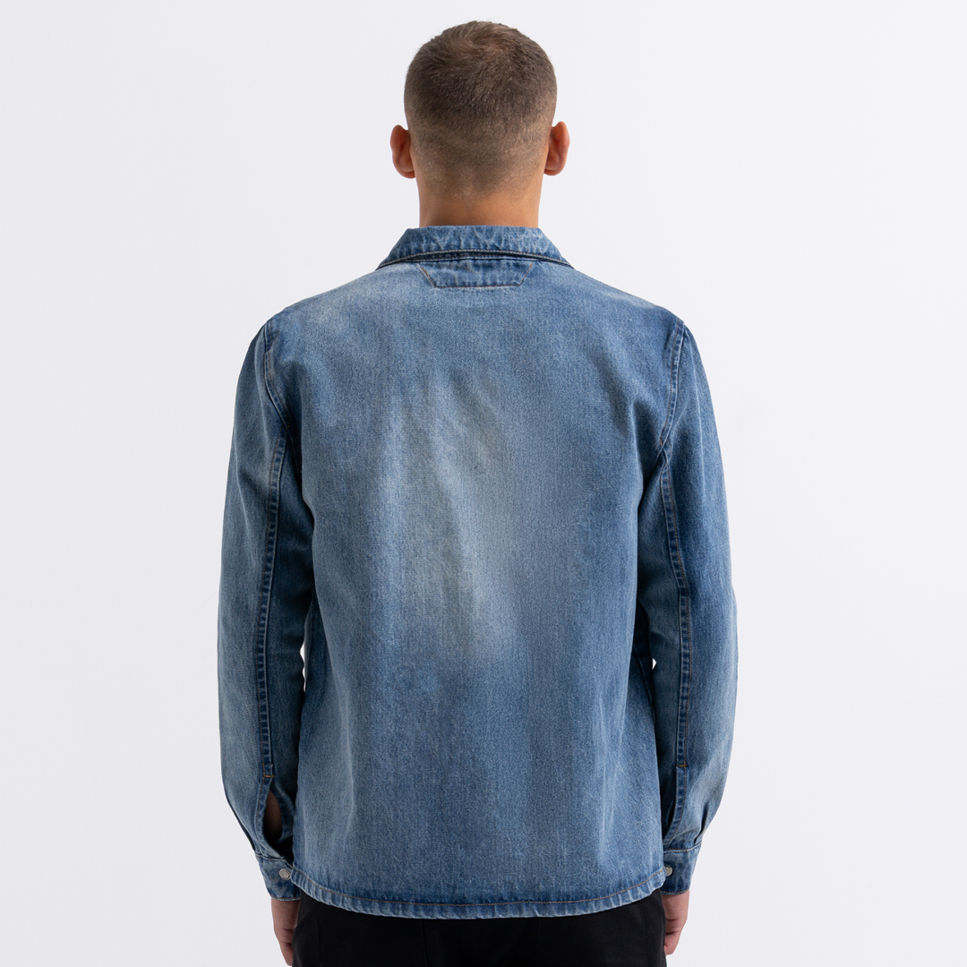 Devine Overshirt - Mid Blue - Image 4