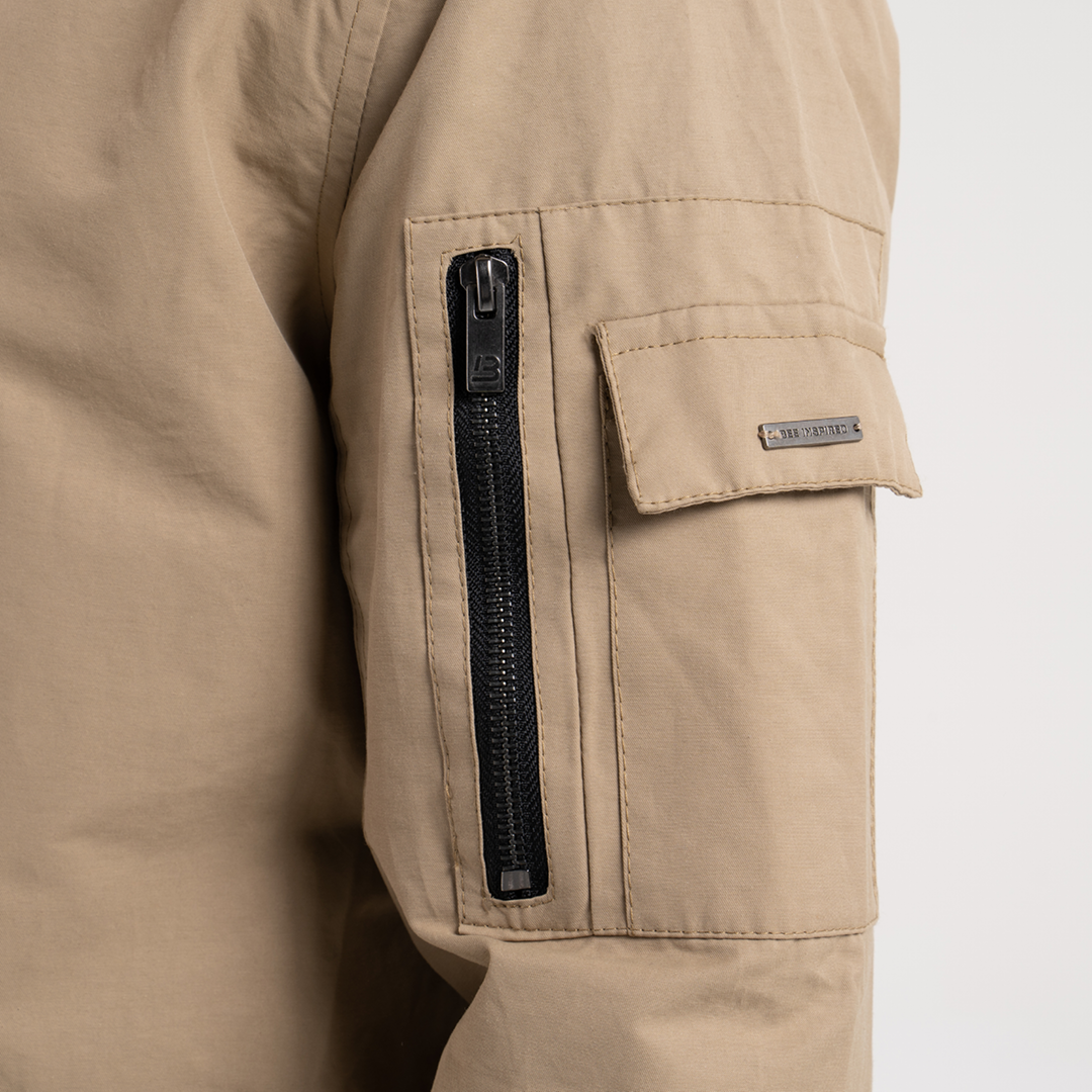 Neves Longline Bomber Jacket - Sand - Image 6