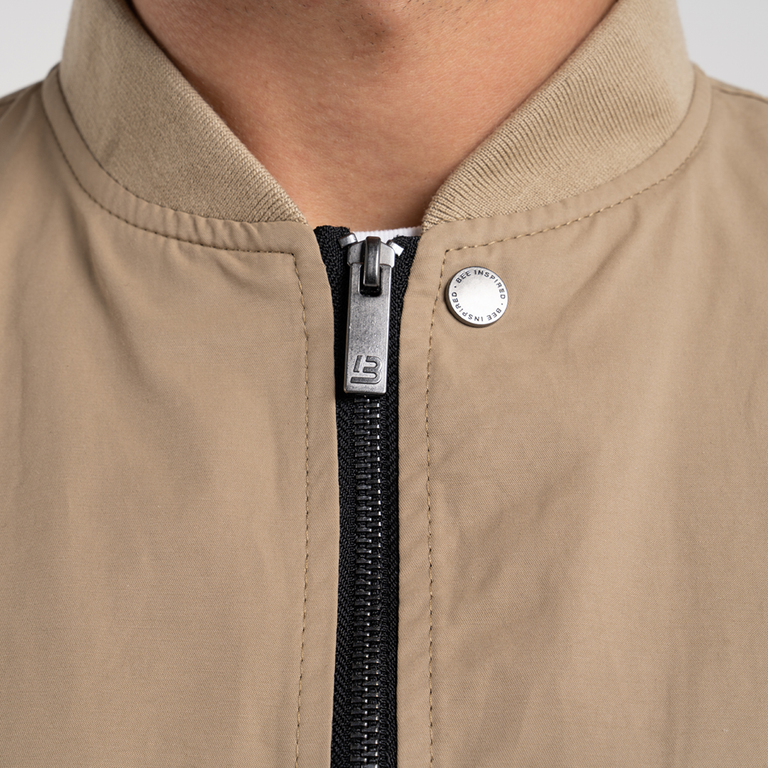 Neves Longline Bomber Jacket - Sand - Image 5